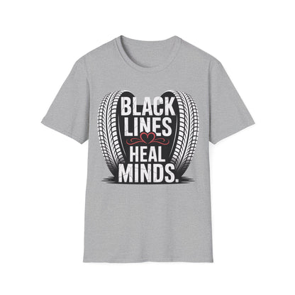 Black lines heal minds T-shirt